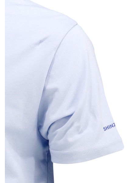 Erkek Bisiklet Yaka Mevsimlik Göğüs Baskılı Standart Fit Mavi T-Shirt modelleri