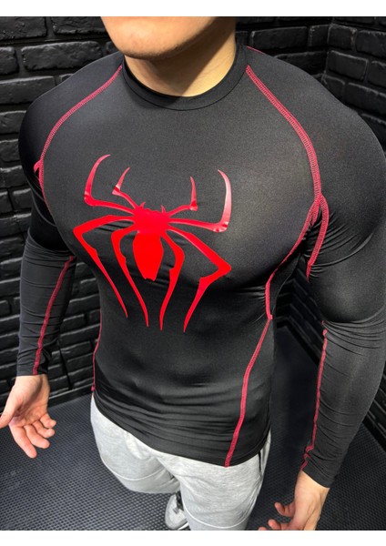 Uzun Kollu Compression Body Spiderman Fit Erkek Sıkı Esnek Sport Giyim Tişört modelleri