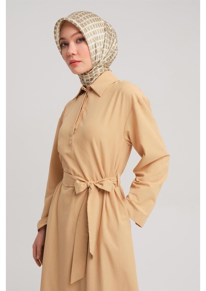Polo Yaka Basic Pamuk Elbise 24Y9822 Camel