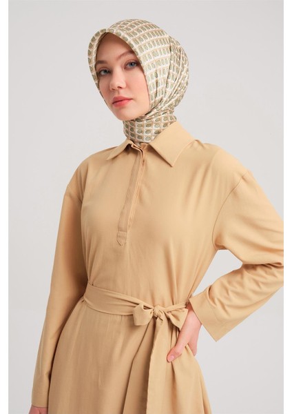 Polo Yaka Basic Pamuk Elbise 24Y9822 Camel