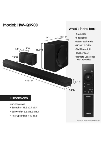 HW-Q990D 11.1.4 Kanal 656 W Soundbar