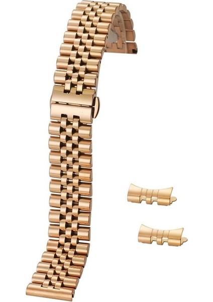 Samsung Galaxy Gear Sport Uyumlu Kordon Paslanmaz Metal Klipsli Rolex Kayış, Rose Gol modelleri