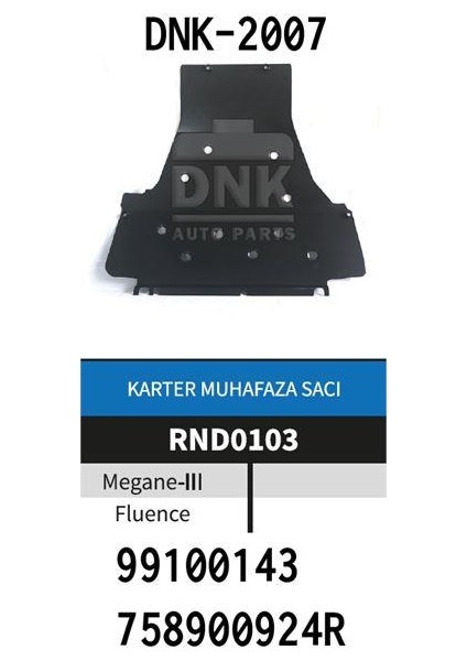 Sac Karter Muhafazası Fluence 2009-2012 Megane-3 2008- 2016 Scenic-3 2009-2015