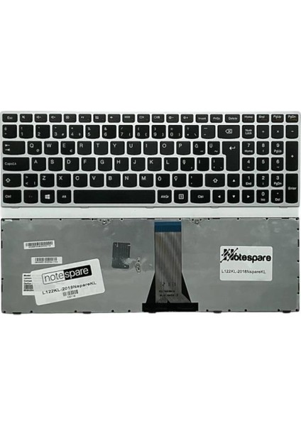 Lenovo ile Uyumlu G50-80 Type 80E5, G50-80 Type 80KR Notebook Klavye Gümüş Gri Tr