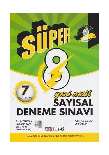 Nitelik Yayınları 8. Sınıf Süper Yeni Nesil Sayısal & Sözel 7 Deneme Sınavı Set