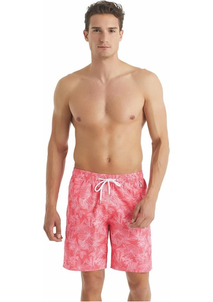 Erkek Desenli Pembe Şort Mayo C8T2N4O01