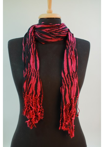 Fuşya ve Siyah Renkli %100 Paşmina Desenli Şal Fular fırsatları