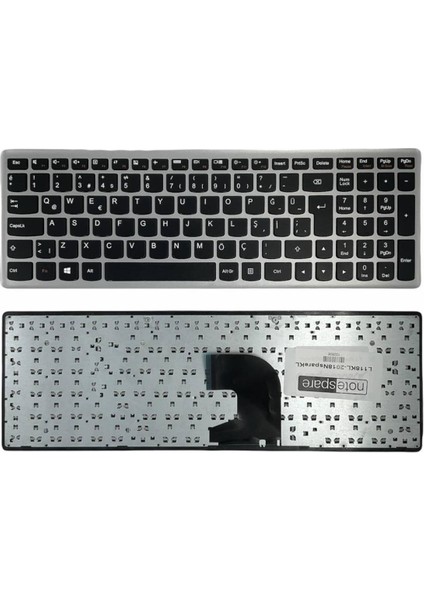 Lenovo ile Uyumlu Ideapad Z500 59-366642 Notebook Klavye Siyah Gri Çerçeveli Tr