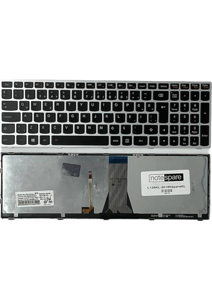 Lenovo ile Uyumlu E50-70 Type 80JA, E5080 Type 20469 Işıklı Klavye Gümüş Gri Tr