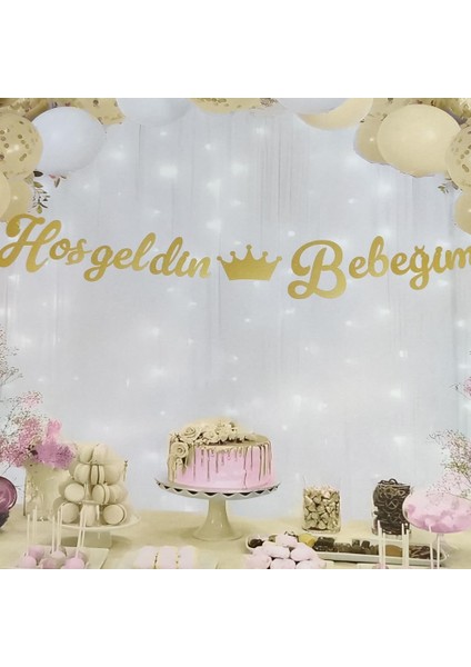 Hoşgeldin Bebeğim Kaligrafi Banner - Gold fiyatları