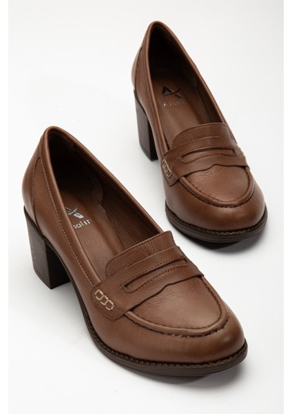 Kadın Deri Saraçlı Klasik Topuklu Ayakkabı 7075 Klasik Cevız 36 fiyatları