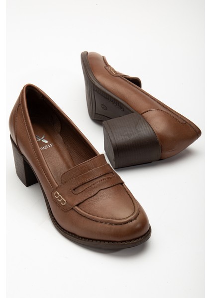 Kadın Deri Saraçlı Klasik Topuklu Ayakkabı 7075 Klasik Cevız 36 modelleri