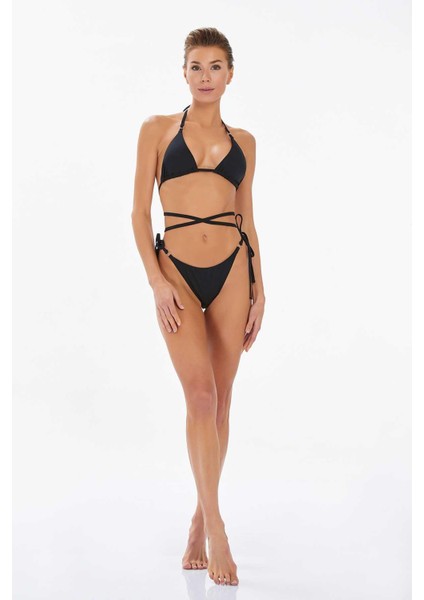 LAPİENO Kadın Siyah Üçgen Bikini C6T2N7O3