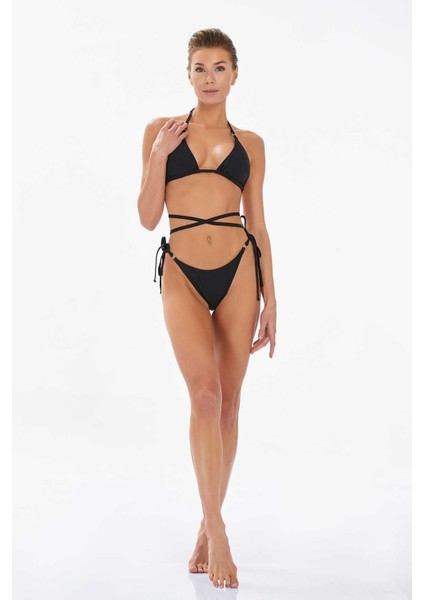 LAPİENO Kadın Siyah Üçgen Bikini C6T2N7O3