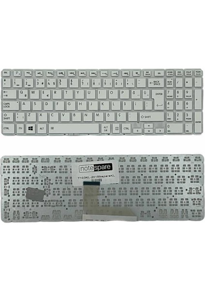 Toshiba ile Uyumlu Satellite L50-C-16T, L50-C-16W, L50-C-16X, L50-C-16Z Notebook Klavye Beyaz Tr