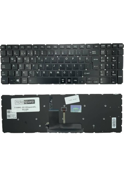 Toshiba ile Uyumlu Satellite L50-C-16T, L50-C-16W, L50-C-16X, L50-C-16Z Işıklı Klavye Siyah Tr