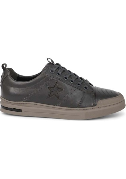 1989-573219 Deri Anatomik Tabanlı Erkek Sneakers Ayakkabı - Nkt01989-Füme-43