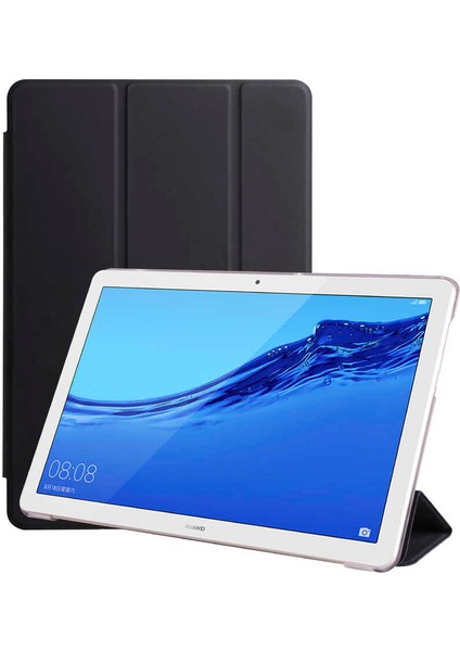 Huawei T5 10 Inç Uyumlu Tablet Kılıfı Smart Cover Standlı Akıllı Kılıf, Siyah