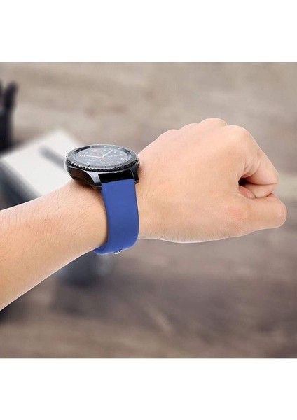 Samsung Galaxy Watch Uyumlu Kordon Silikon Yumuşak Esnek A+ Kalite Spor Kayış, Saks Mavi