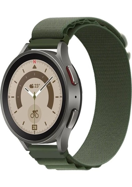 Samsung Galaxy Watch Uyumlu Kordon Alpine Loop Örgü Kumaş Kayış, Yeşil