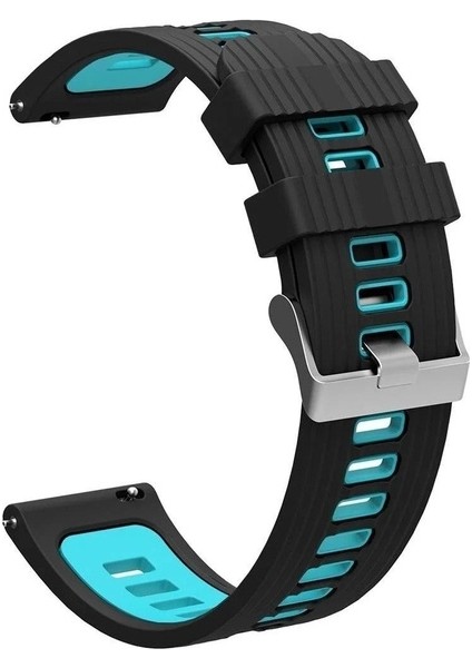 Samsung Galaxy Watch Uyumlu Kordon Silikon Çift Renkli Spor Yumuşak Kayış, Siyah-Mavi