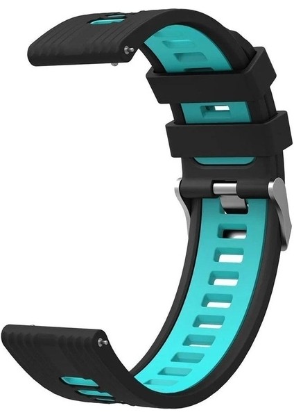 Samsung Galaxy Watch Uyumlu Kordon Silikon Çift Renkli Spor Yumuşak Kayış, Siyah-Mavi