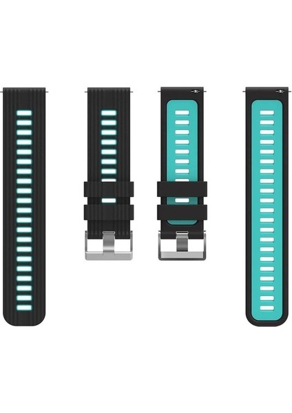 Samsung Galaxy Watch Uyumlu Kordon Silikon Çift Renkli Spor Yumuşak Kayış, Siyah-Mavi