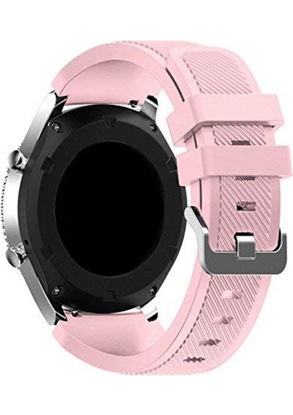 Samsung Galaxy Watch Uyumlu Kordon Silikon Çizgili Tasarım Esnek Spor Kayış, Pembe fiyatları