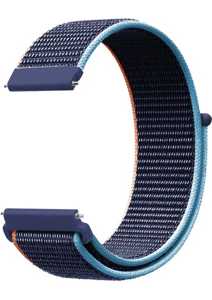 Honor Magic Watch Uyumlu Kordon Hasır Örgü Işlemeli Spor Yumuşak Kayış, Lacivert - Mavi