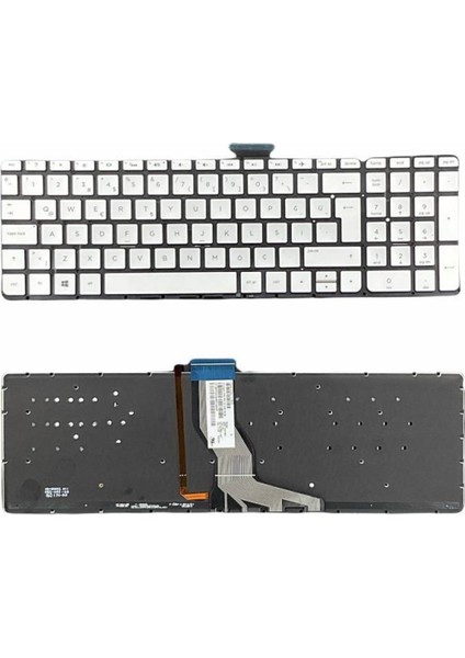 Hp ile Uyumlu Pavilion 15-BC016NT, 15-BC017NT, 15-BC018NT Işıklı Klavye Gümüş Gri Tr