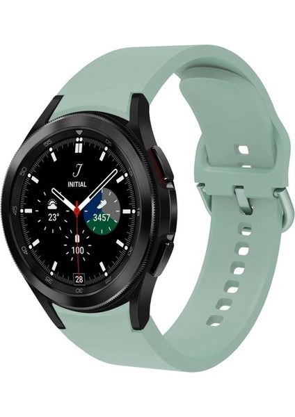 Samsung Galaxy Watch Active Uyumlu Kordon Silikon Spor Metal Klipsli Yumuşak Kayış, Açık Yeşil