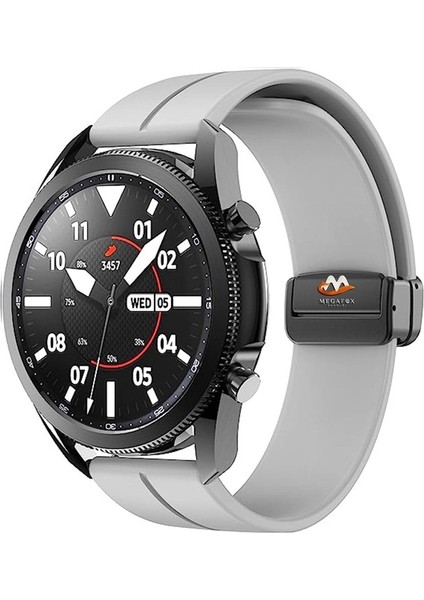 Samsung Galaxy WatchUyumlu Kordon Silikon Magnetik Tokalı Spor Kayış, Gri fiyatları