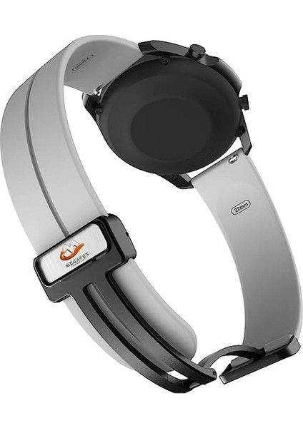 Samsung Galaxy WatchUyumlu Kordon Silikon Magnetik Tokalı Spor Kayış, Gri fırsatları