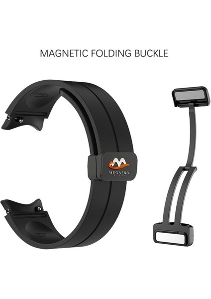 Samsung Galaxy Watch Uyumlu Kordon Silikon Magnetik Mıknatıslı Toka Spor Kayış , Gri