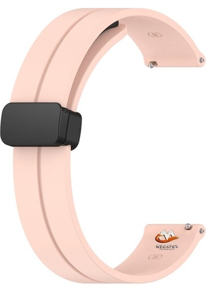 Samsung Galaxy Watch Uyumlu Kordon Silikon Magnetik Mıknatıslı Tokalı Spor Kayış, Pembe