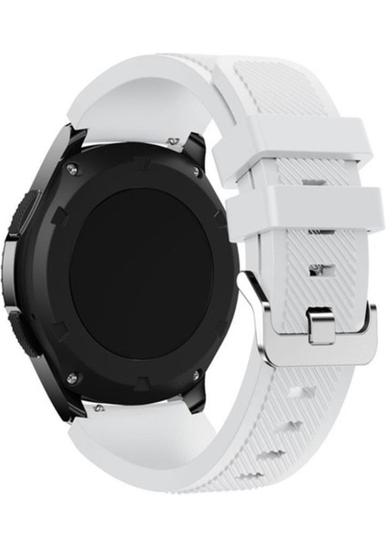 Samsung Galaxy Watch Uyumlu Uyumlu Kordon Silikon Spor Çizgili Esnek Kayış, Beyaz modelleri