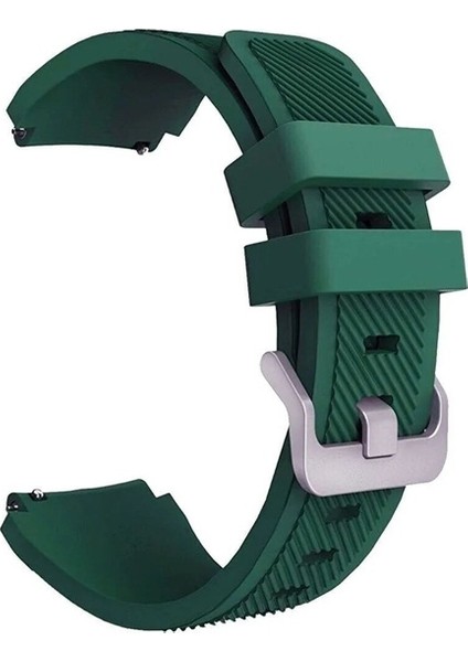 Samsung Galaxy Watch Uyumlu Kordon Silikon Çizgili Tasarım Esnek Spor Kayış, Koyu Yeşi fırsatları