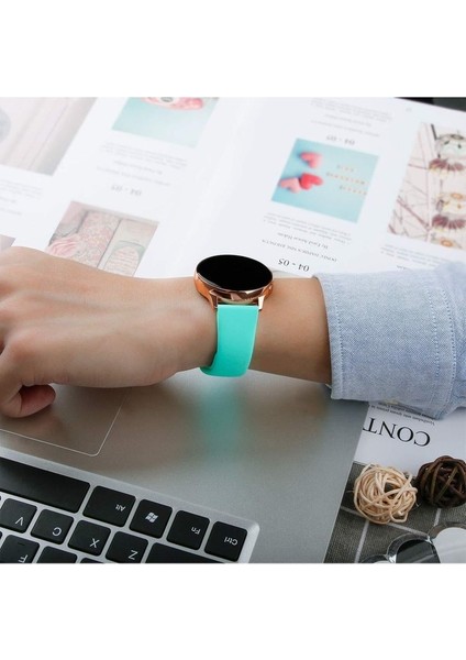 Samsung Galaxy Watch Active Uyumlu Kordon Silikon Yumuşak Esnek A+ Kalite Spor Kayış, Turkuaz