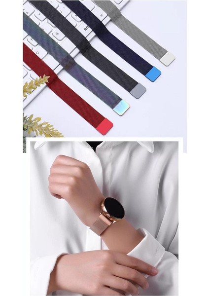 Samsung Galaxy Watch Active Uyumlu Kordon Hasır Metal Örgü Işlemeli Mıknatıslı Kayış, Rose Gol indirimleri