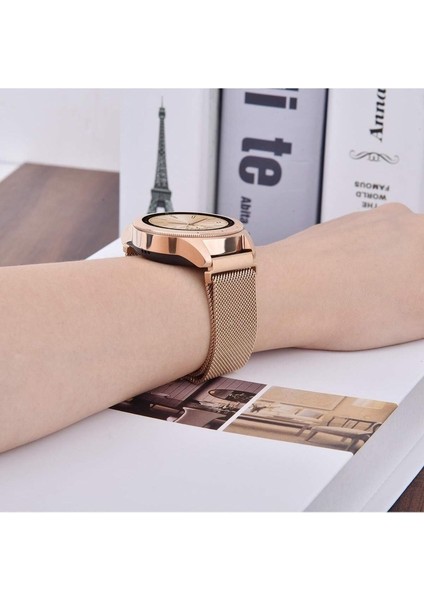 Huawei Watch Gt2 / Gt3 Uyumlu Kordon Hasır Metal Örgü Işlemeli Mıknatıslı Kayış, Rose Gol fırsatları