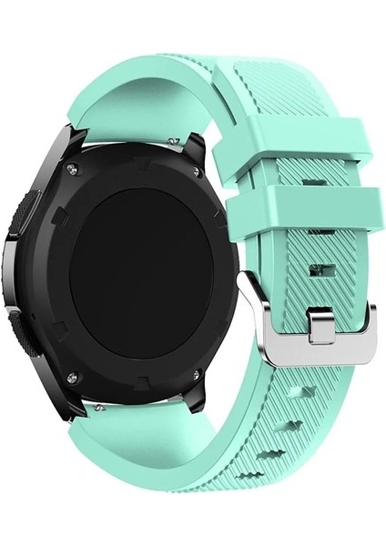 Samsung Galaxy Watch Uyumlu Kordon Silikon Çizgili Tasarım Esnek Spor Kayış, Turkuaz modelleri