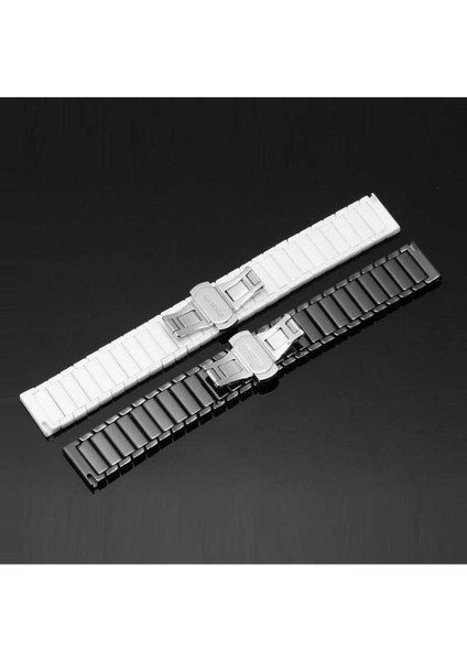 Huawei Watch Gt2 / Gt3 Uyumlu Kordon Paslanmaz Seramik Baklalı Metal Kayış, Beyaz indirimleri