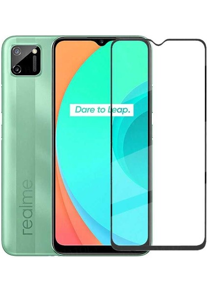 Realme C11 Uyumlu Kenarları Kırılmaya Dayanıklı Cam Ekran Koruyucu