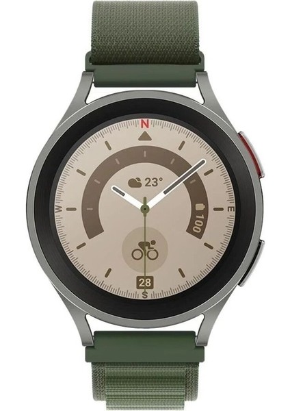 Samsung Galaxy Watch(20MM) Uyumlu Kordon Alpine Loop Örgü Işlemeli Kumaş Kayış, Yeşil