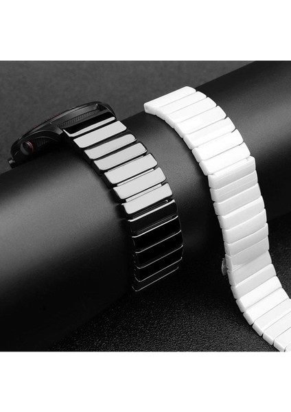 Samsung Galaxy Watch Active Uyumlu Kordon Paslanmaz Seramik Baklalı Metal Kayış, Beyaz modelleri