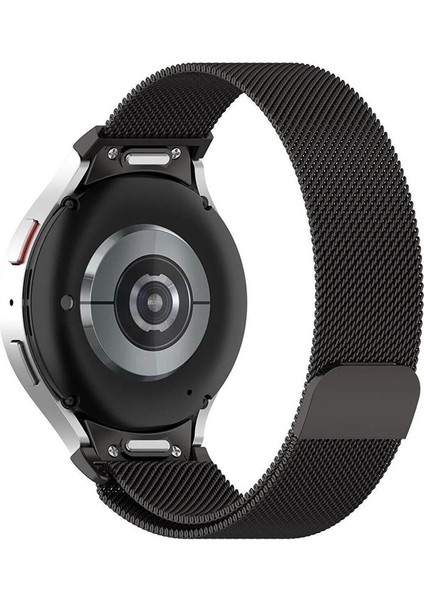 Samsung Galaxy Watch Uyumlu Kordon Hasır Metal Mıknatıslı Örgü Kayış, Siyah