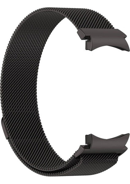 Samsung Galaxy Watch Uyumlu Kordon Hasır Metal Mıknatıslı Örgü Kayış, Siyah