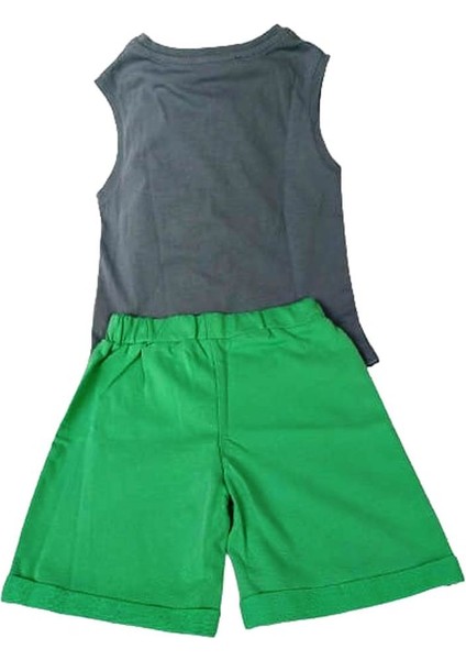 6 - 36 Ay Erkek Çocuk Ikili Takım Atlet T-Shirt Şort 18-24 Ay Gri - Yeşil fiyatları