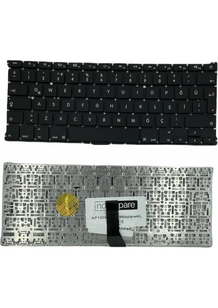 Macbook ile Uyumlu Air 13" A1466 MD760LL/A* Notebook Klavye Siyah Tr Büyük Enter Versiyon