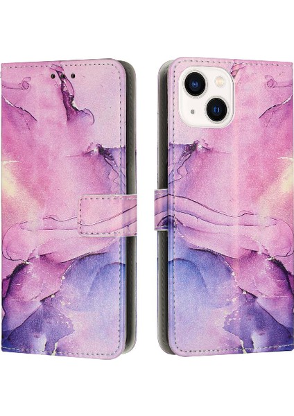 IPhone 15 Için Kılıf Artı Kart Ekleme Boyalı Mermer Darbeye Çevir (Yurt Dışından)